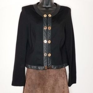 CAbi SZ Medium, Knit & Leather Trim Jacket
